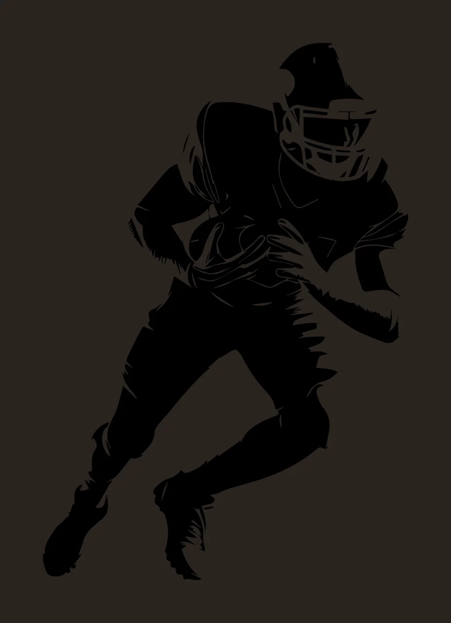 Football Player Running With Ball Silhouette helmet black athlete contrast preview thumbnail