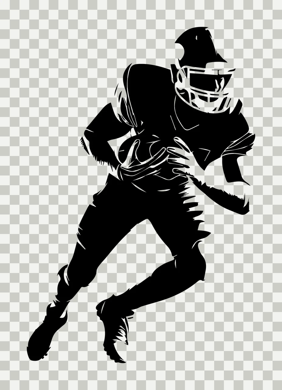 Football Player Running With Ball Silhouette helmet black athlete transparency and detail preview thumbnail