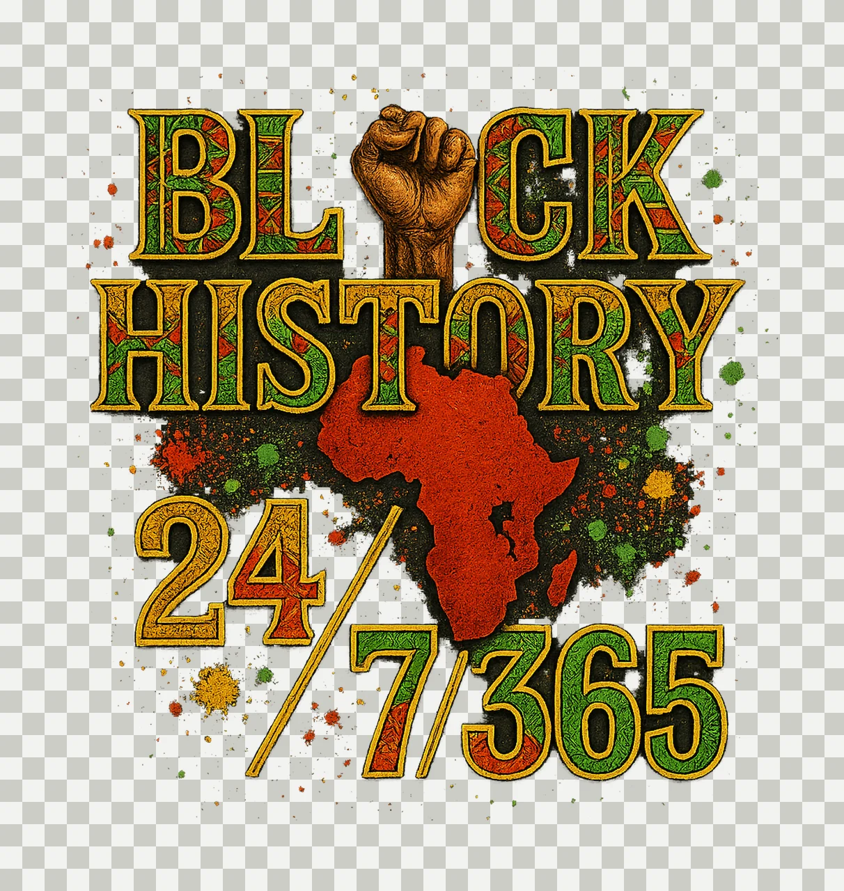 Black History Month 24 365 African American Melanin Design transparency and detail preview thumbnail