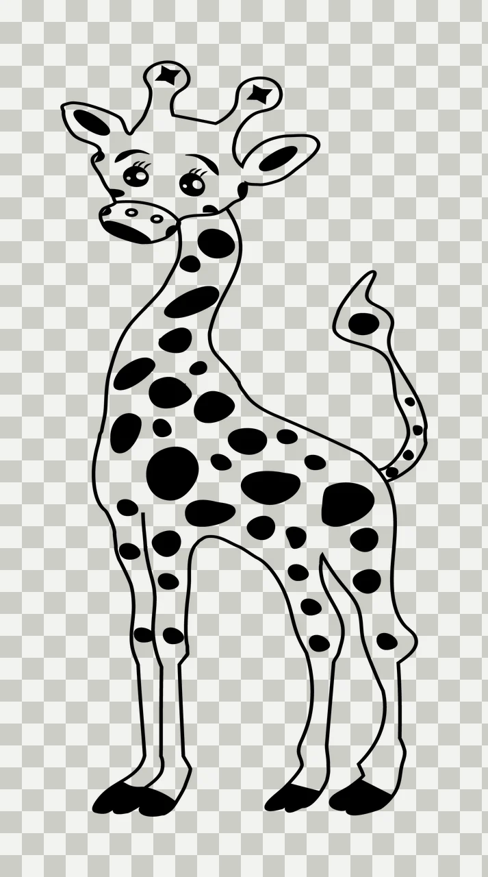 Animal Giraffe Standing With Spotted Pattern spots tail line art transparency and detail preview thumbnail