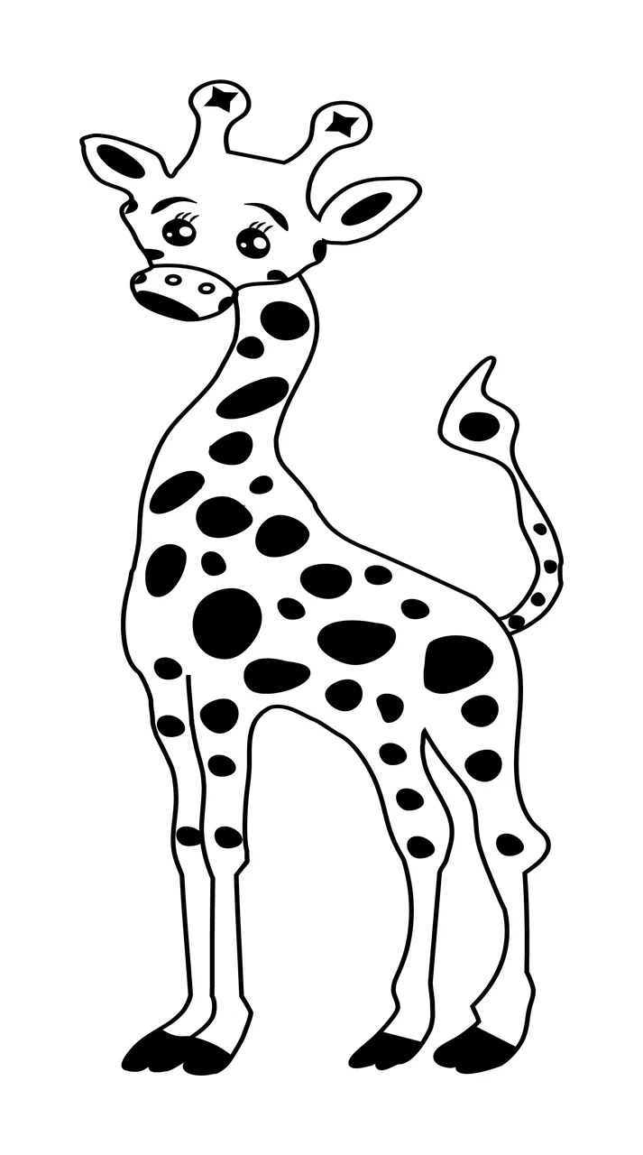 Animal Giraffe Standing With Spotted Pattern spots tail line art