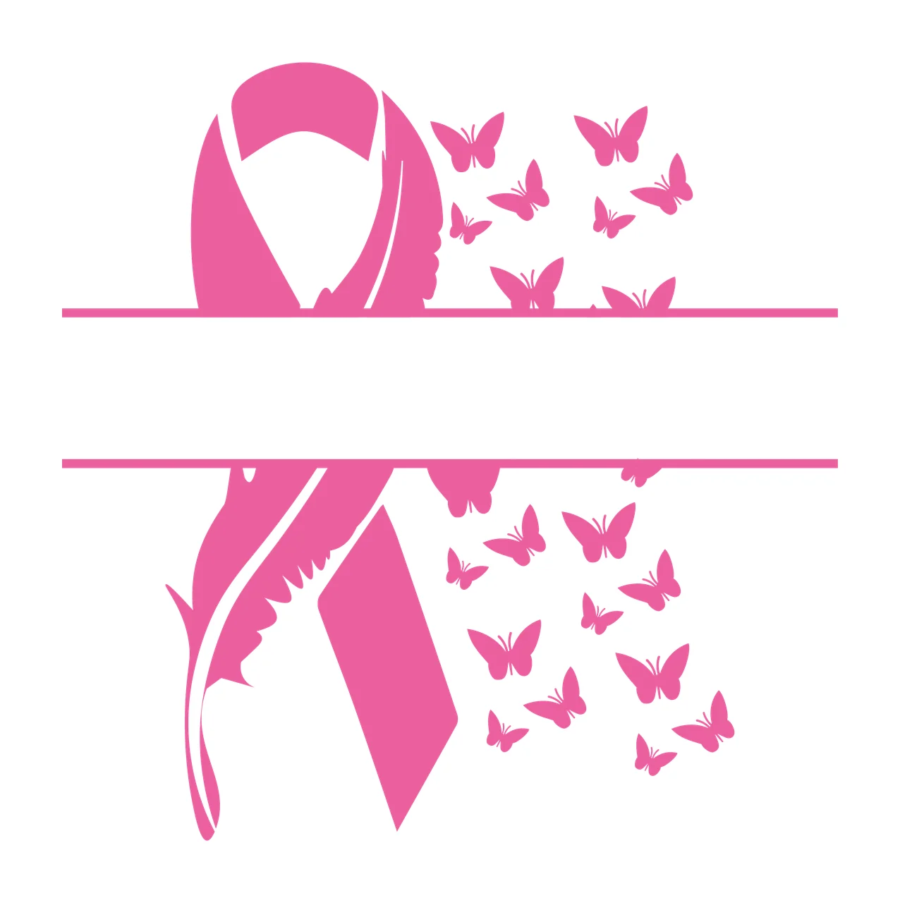 Ribbon With Feather And Butterflies Silhouette forming a Variation