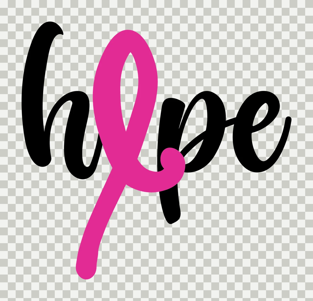 Hope Black Cursive Text Integrated With A Ribbon typography transparency and detail preview thumbnail