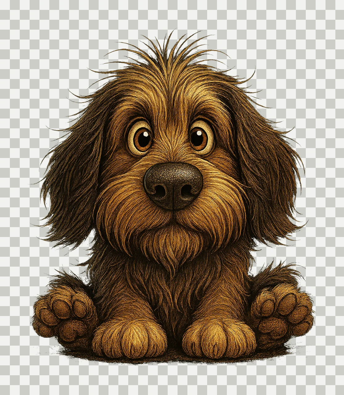 Brown Quirky Dog Artwork High Res Watercolor Junk Journaling transparency and detail preview thumbnail