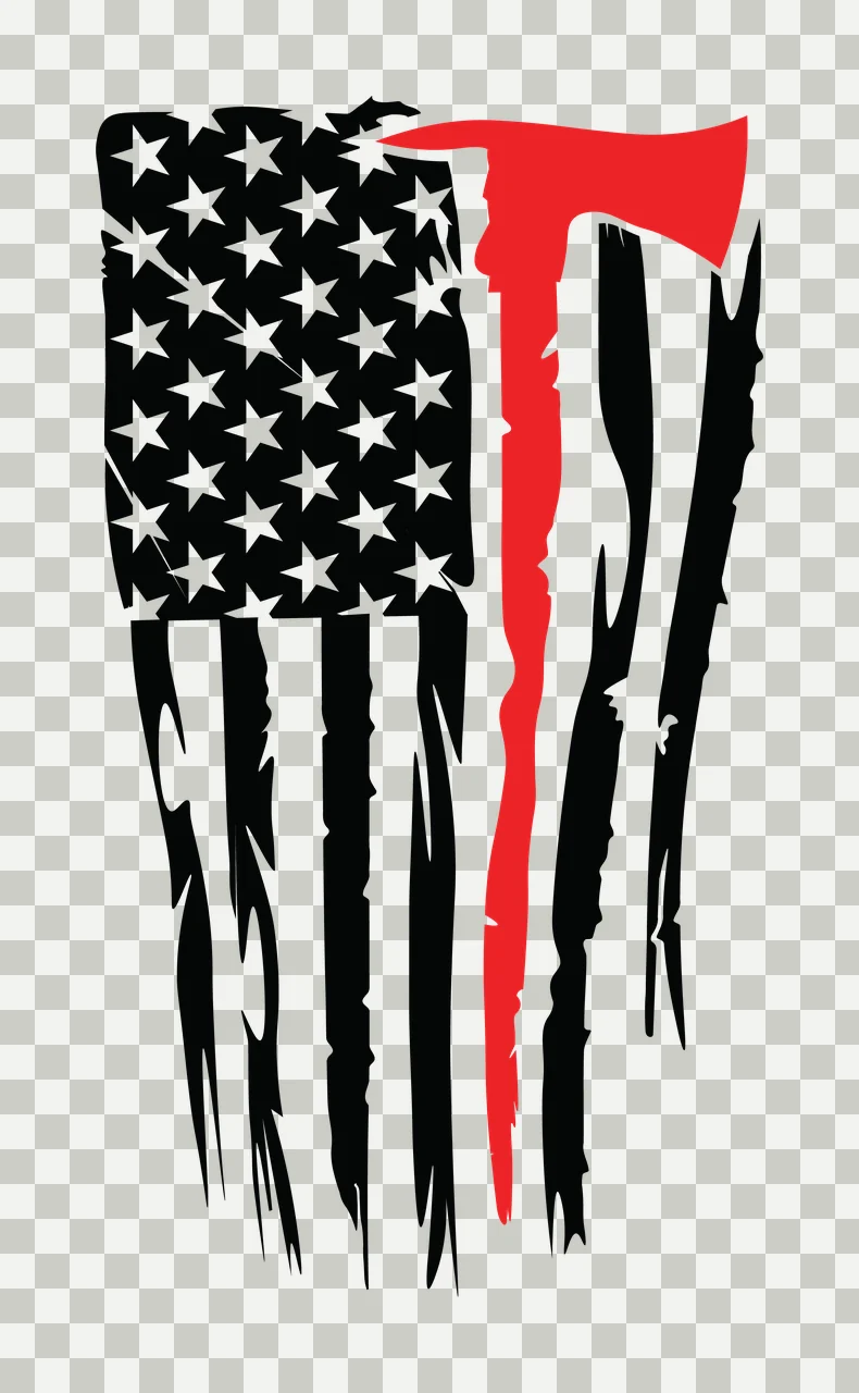 Flag A Vertical Distressed Striped With Hatchet Silhouette Variation transparency and detail preview thumbnail