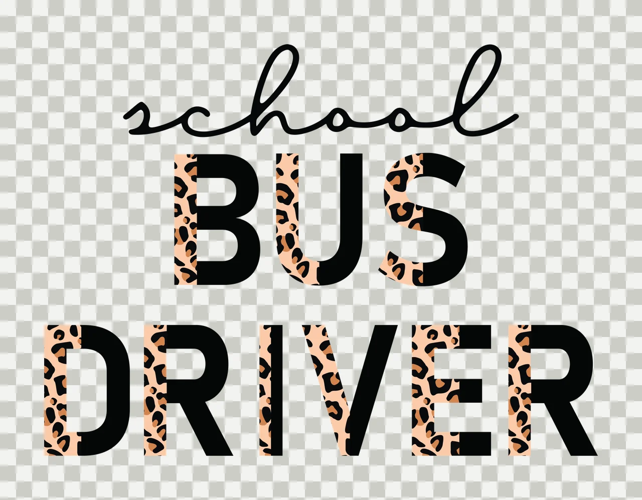School Bus Driver Text Design typographic black white typography transparency and detail preview thumbnail