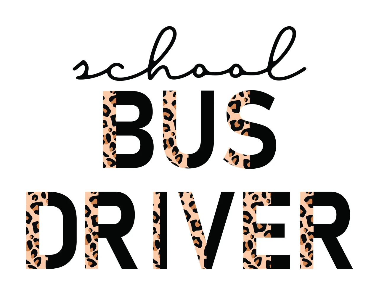 School Bus Driver Text Design typographic black white typography