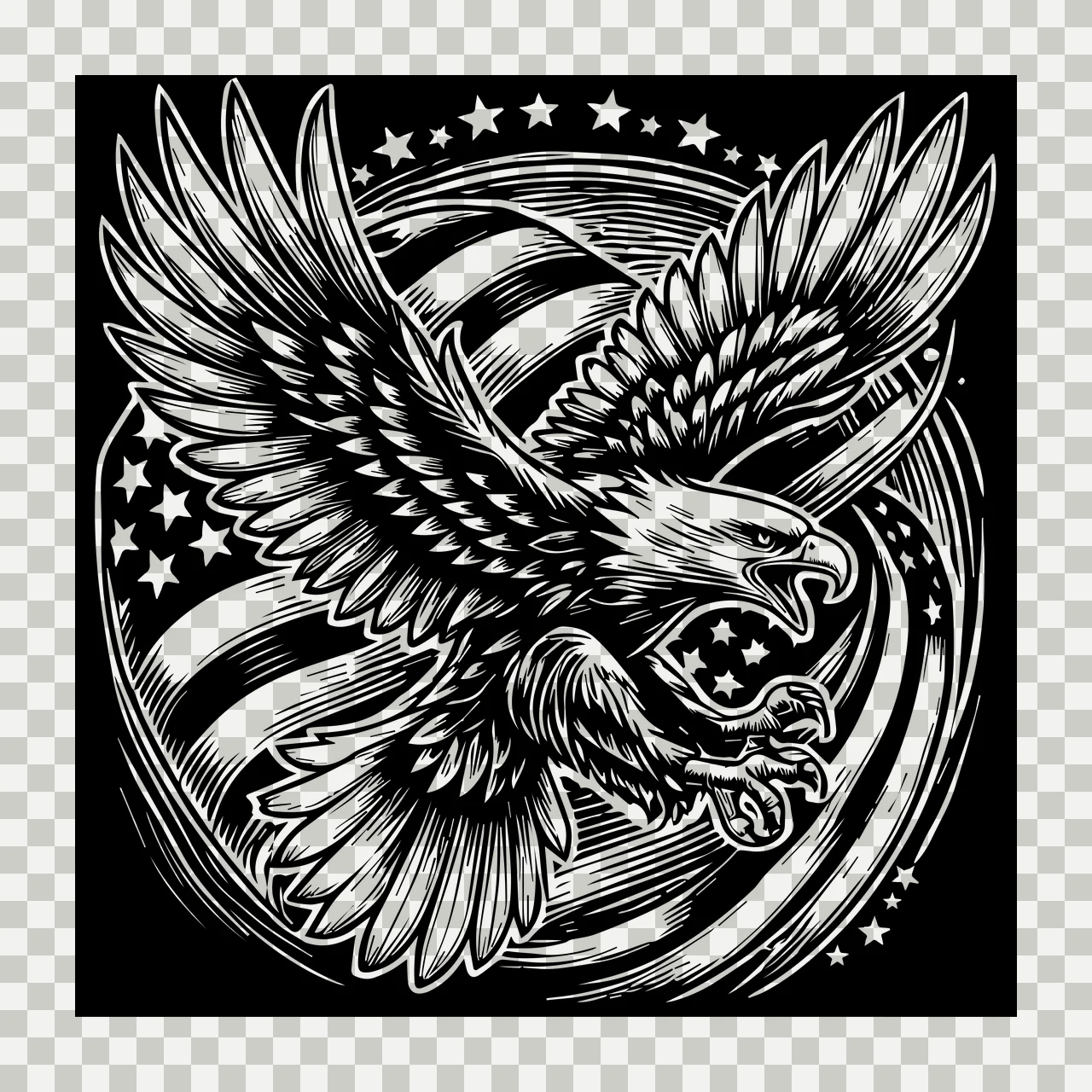Angel Wings Circle Frame star line drawing black white art transparency and detail preview thumbnail