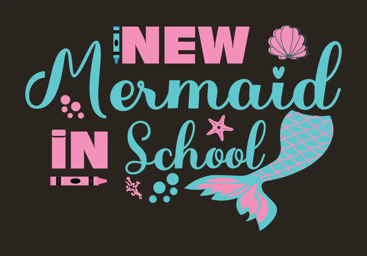 New Mermaid In School Typography Decor tail decorating starfish contrast preview thumbnail