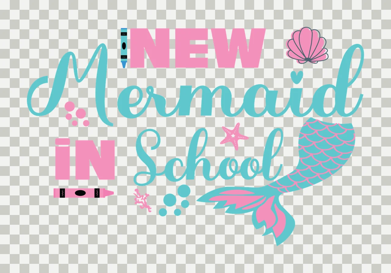 New Mermaid In School Typography Decor tail decorating starfish transparency and detail preview thumbnail