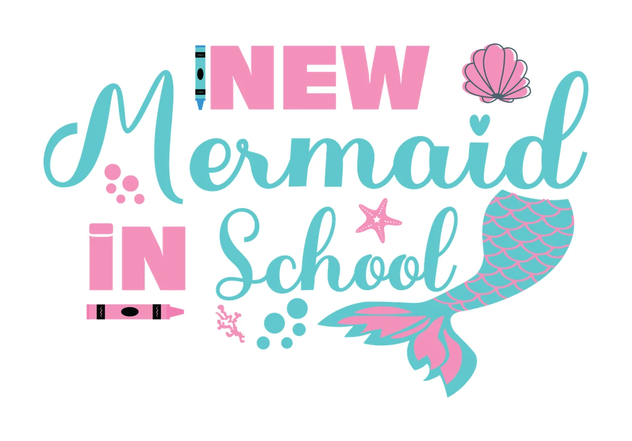 New Mermaid In School Typography Decor tail decorating starfish