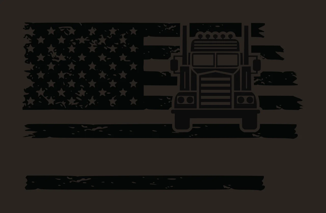 Truck Silhouette Positioned Over A Distressed Flag stars stripes contrast preview thumbnail