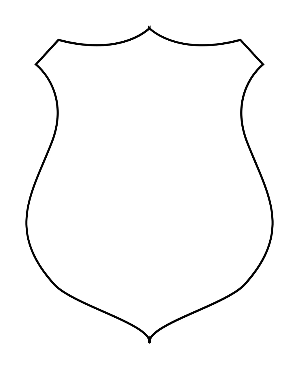 Keychain Black Outline Shield Shape Graphic outlined line minimalist