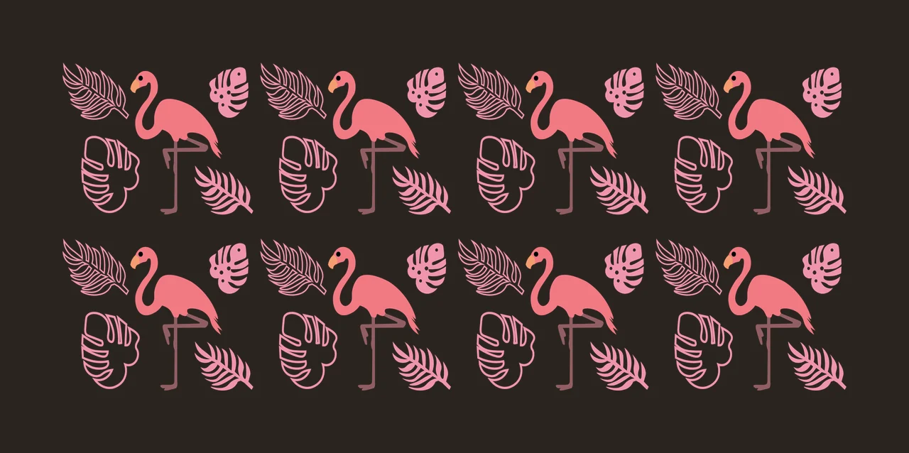 Can Glass Wrap Black Silhouette Flamingo Tropical Leaf and leaves contrast preview thumbnail