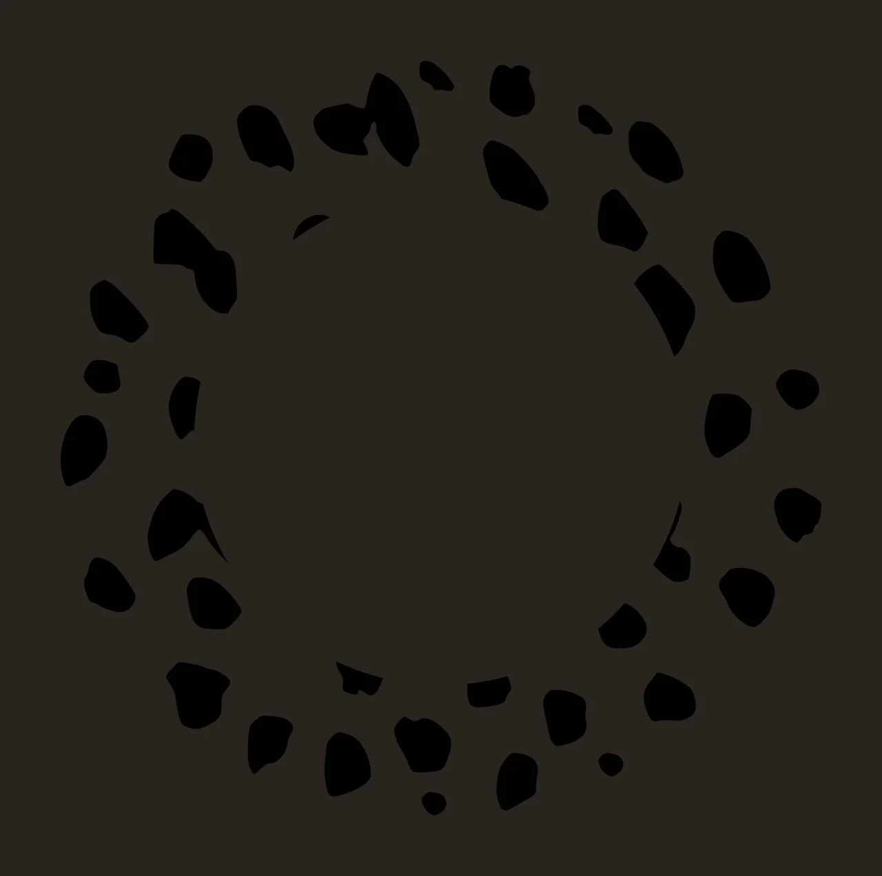 Abstract circular spot pattern Illustration with black irregular spots, circular arrangement and white background contrast preview thumbnail