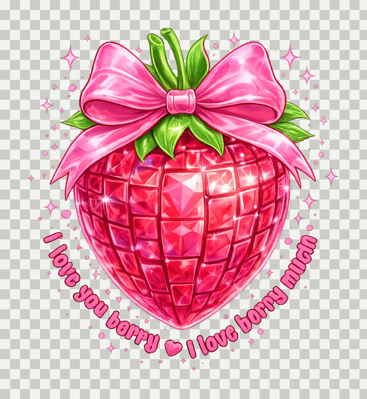 Valentine Strawberry Coquette Love You Berry Much Design transparency and detail preview thumbnail