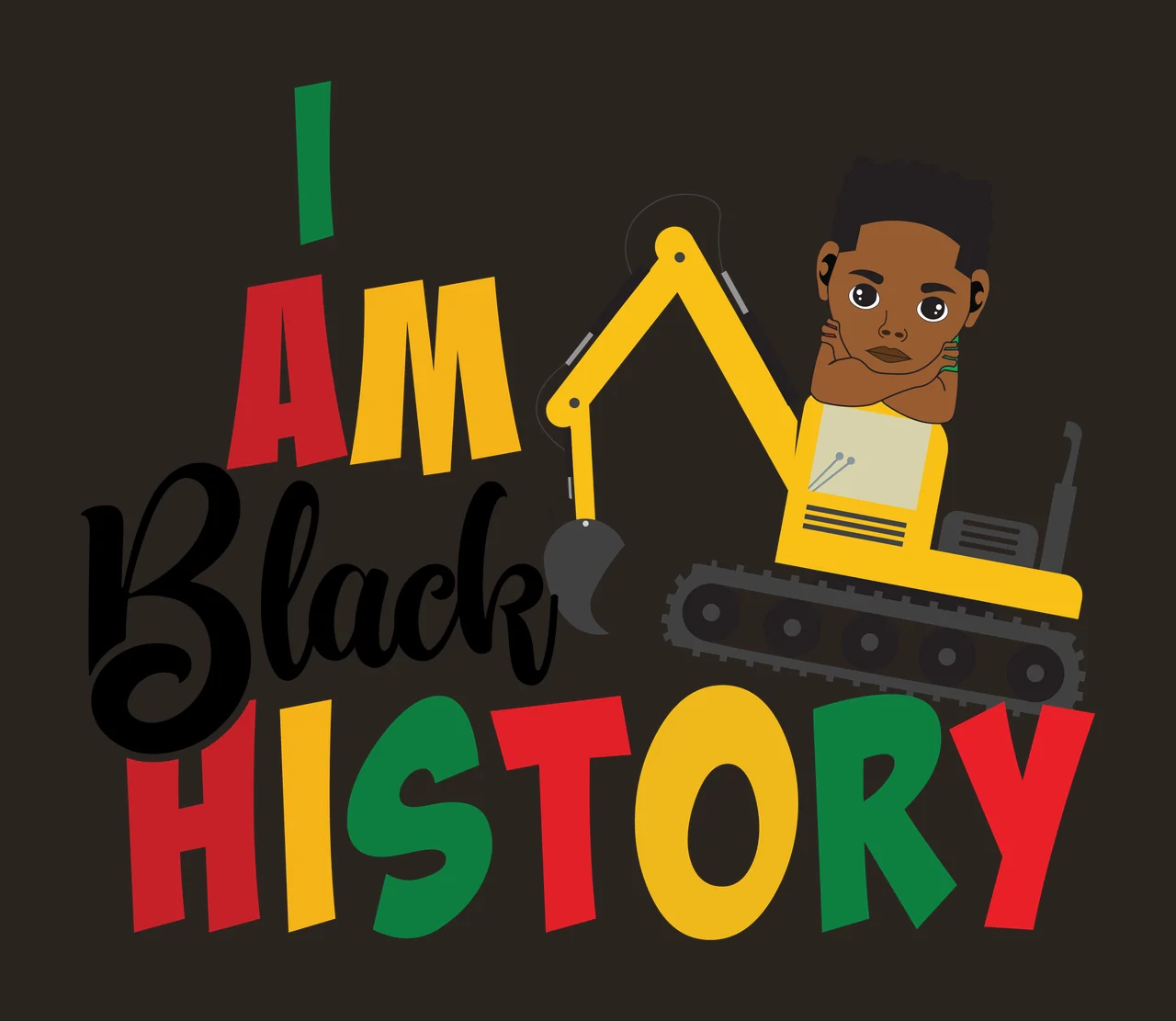 I Am Black History Excavator construction vehicle stationary contrast preview thumbnail