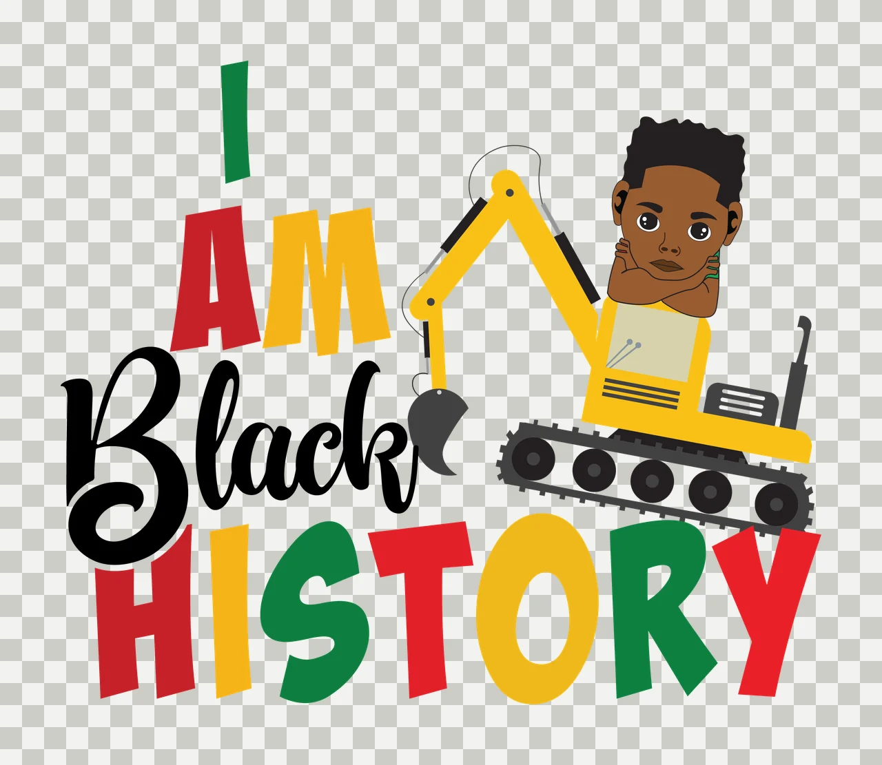 I Am Black History Excavator construction vehicle stationary transparency and detail preview thumbnail
