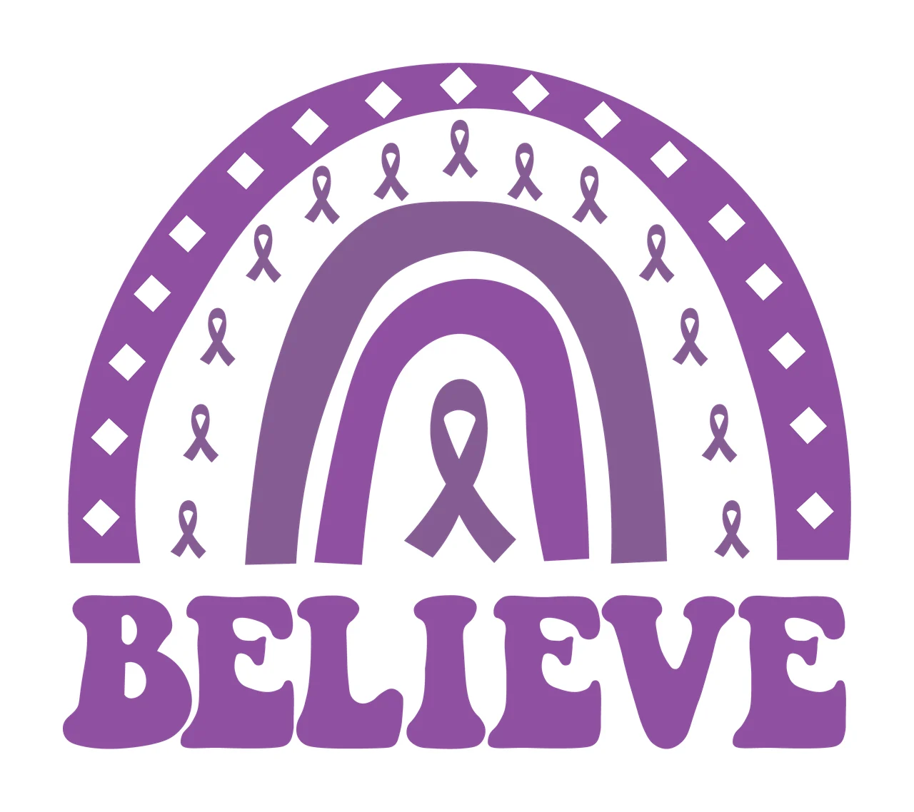 Awareness Believe Rainbow Ribbon Arch Graphic arching black