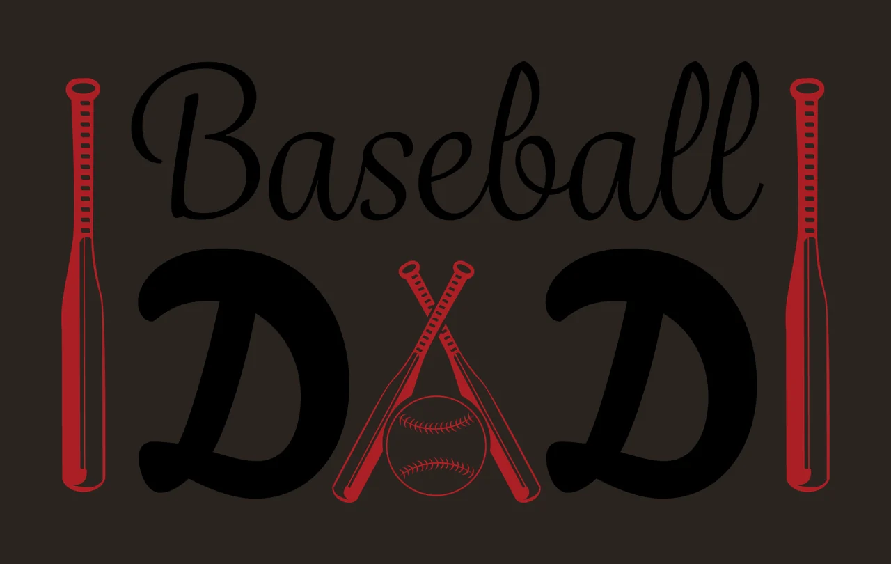 Baseball Dad Text With Crossed Bats And Central sports equipment contrast preview thumbnail