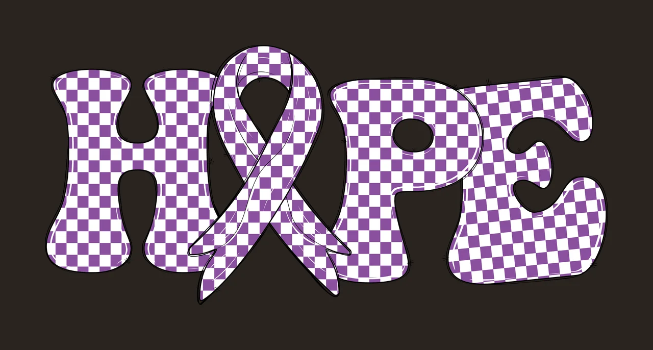 Hope Lettering With Ribbon Symbol spelling letter H O P E bold contrast preview thumbnail