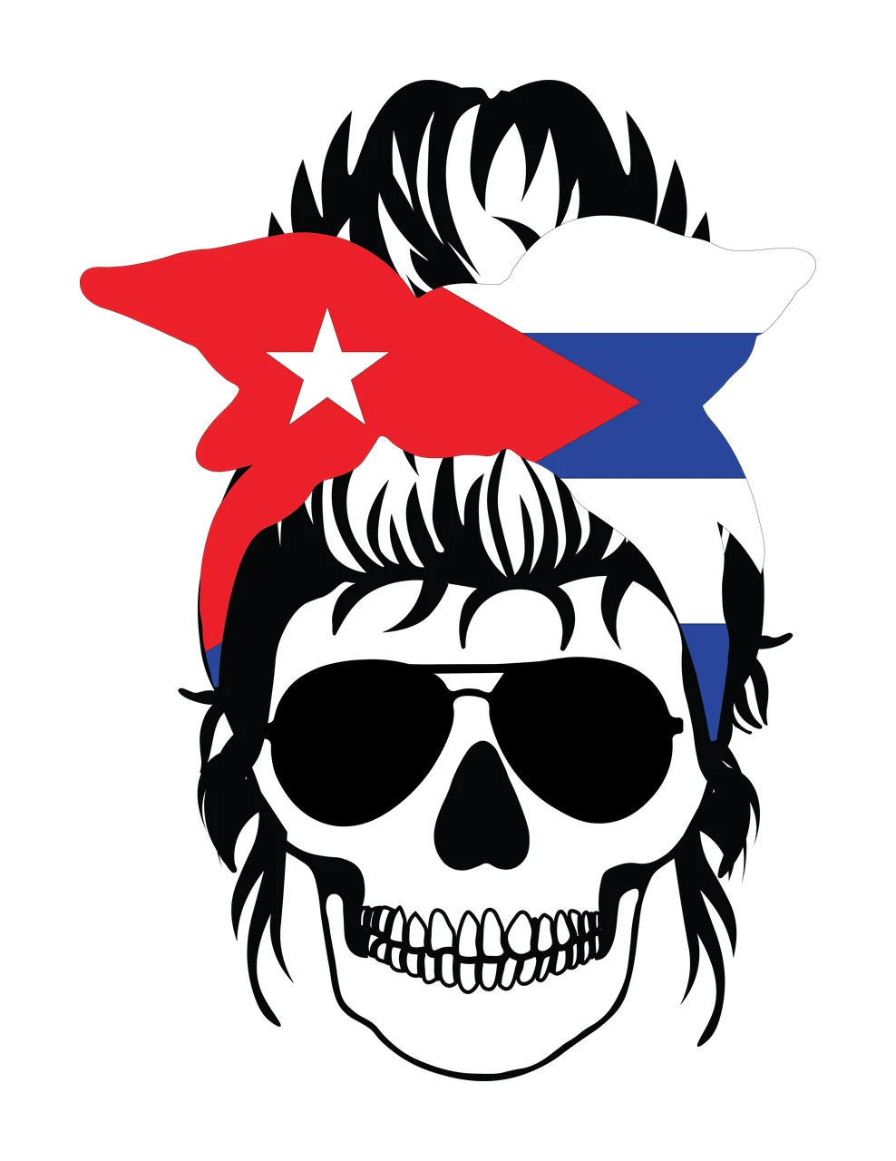 Skull Wearing Sunglasses And Bow Hair graphic silhouette black