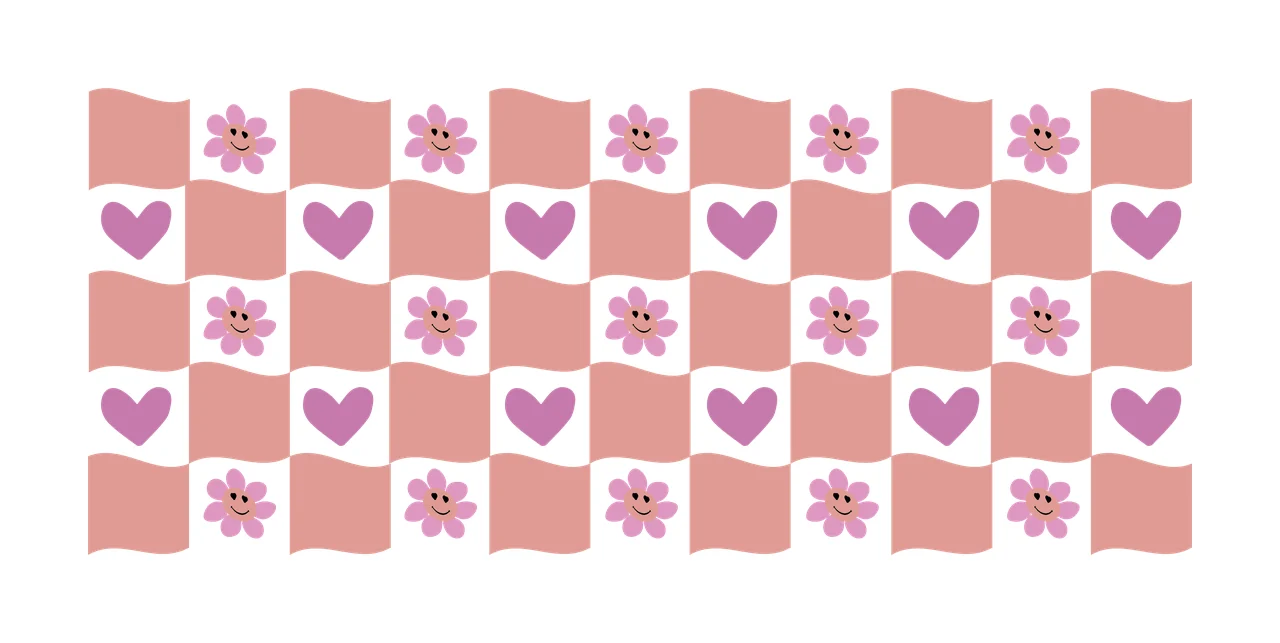 Can Glass Wrap Black And White Checkered Flower pattern repeating
