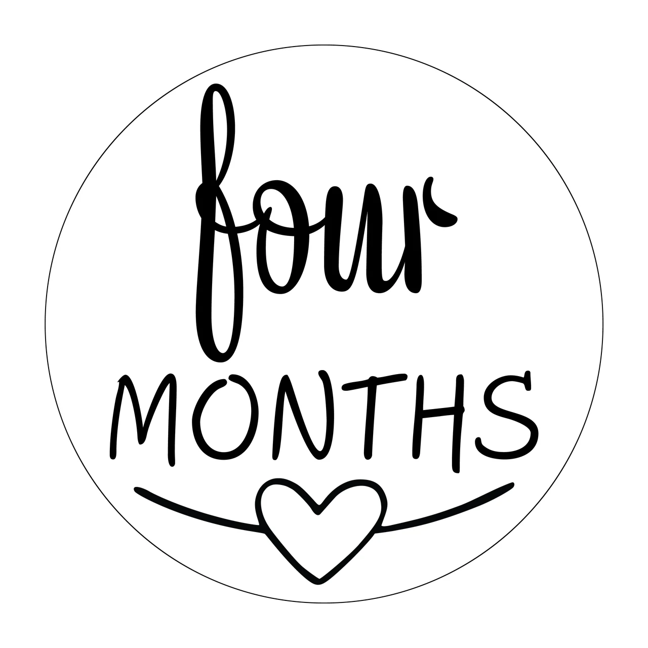 Four Months Round Circle Graphic With Text label Static heart