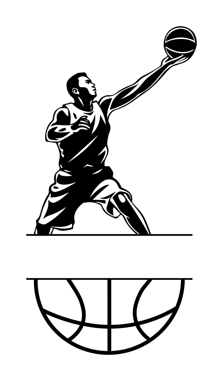 Ball Basketball Player Shooting With Frame Graphic illustration