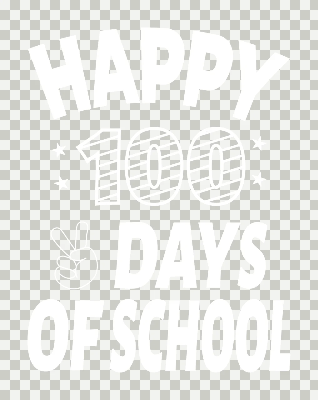 Happy 100 Days Of School Peace celebration text greeting hand sign transparency and detail preview thumbnail