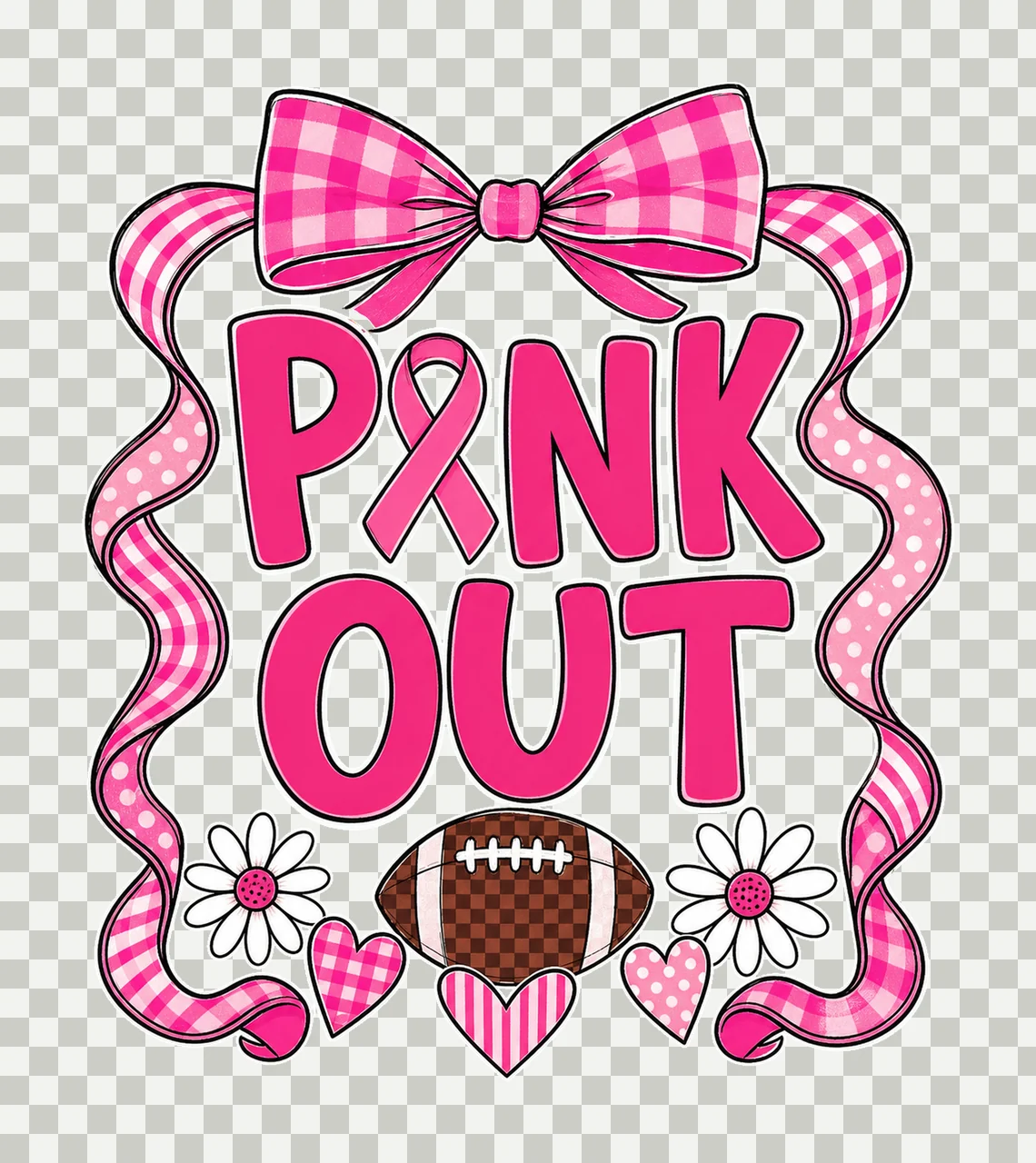 Preppy Football Pink Out Coquette Breast Cancer Variation D transparency and detail preview thumbnail