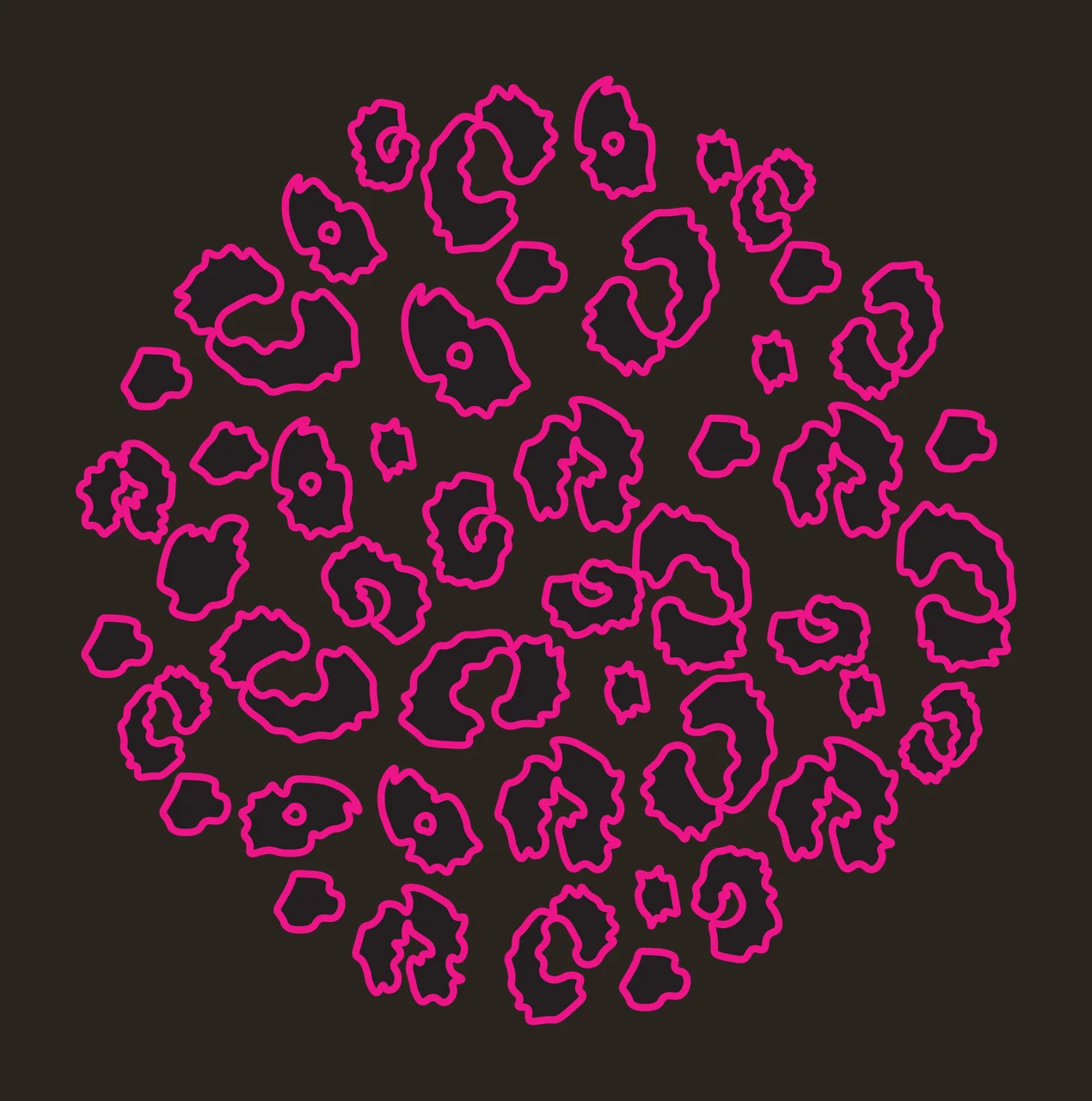 Leopard spot pattern Illustration with black leopard spots and pink outlines contrast preview thumbnail