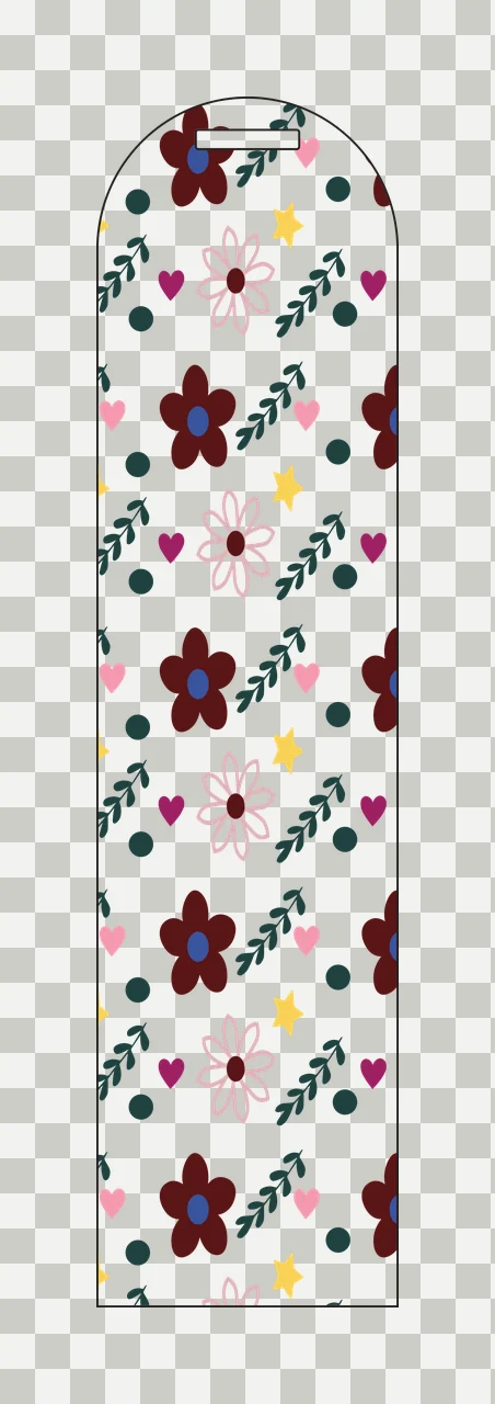 Bookmark Vertical Floral Pattern Black White Patterned flowers transparency and detail preview thumbnail