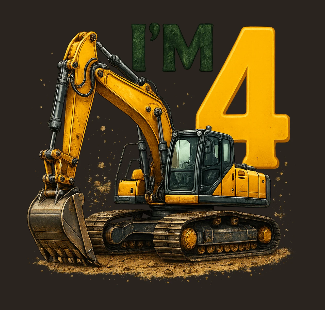 Im Excavator Sublimation Construction 4th Birthday Boy contrast preview thumbnail