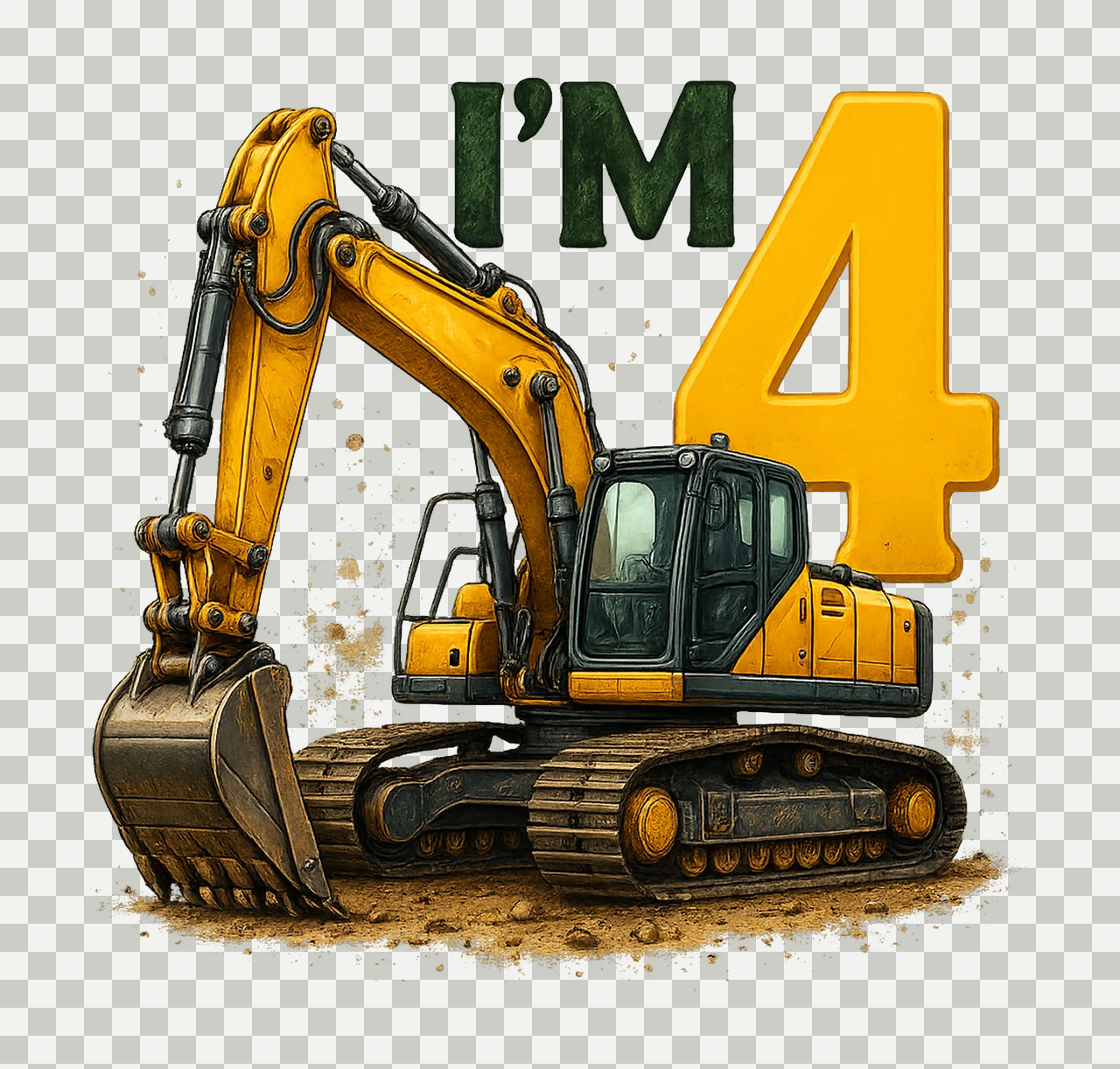 Im Excavator Sublimation Construction 4th Birthday Boy transparency and detail preview thumbnail