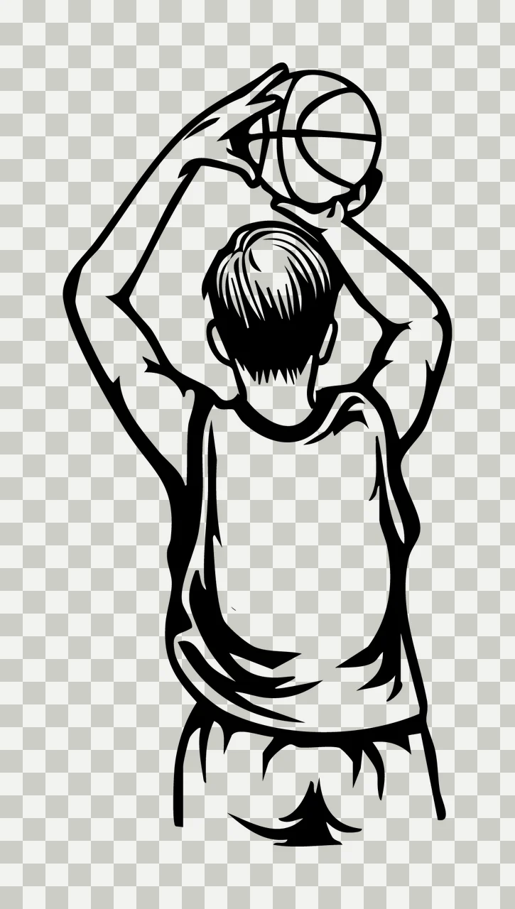 Basketball Player Ball Shooting Silhouette person arms tank top transparency and detail preview thumbnail