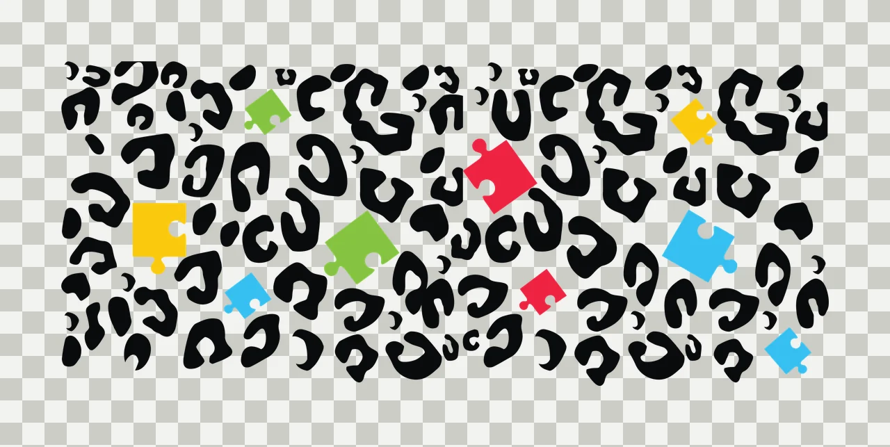 Can Glass Wrap Leopard Pattern With Scattered Puzzle print transparency and detail preview thumbnail