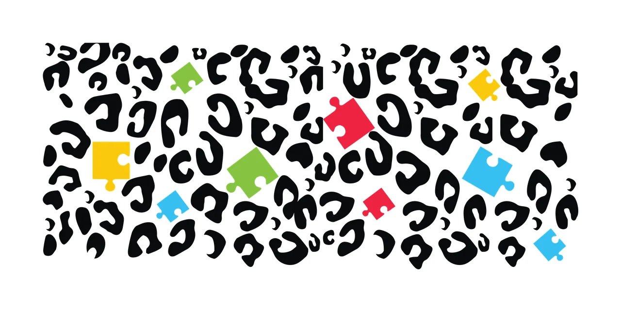 Can Glass Wrap Leopard Pattern With Scattered Puzzle print