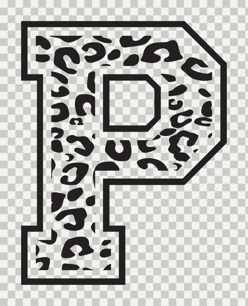 Can Glass Wrap P Letter With Leopard Print transparency and detail preview thumbnail
