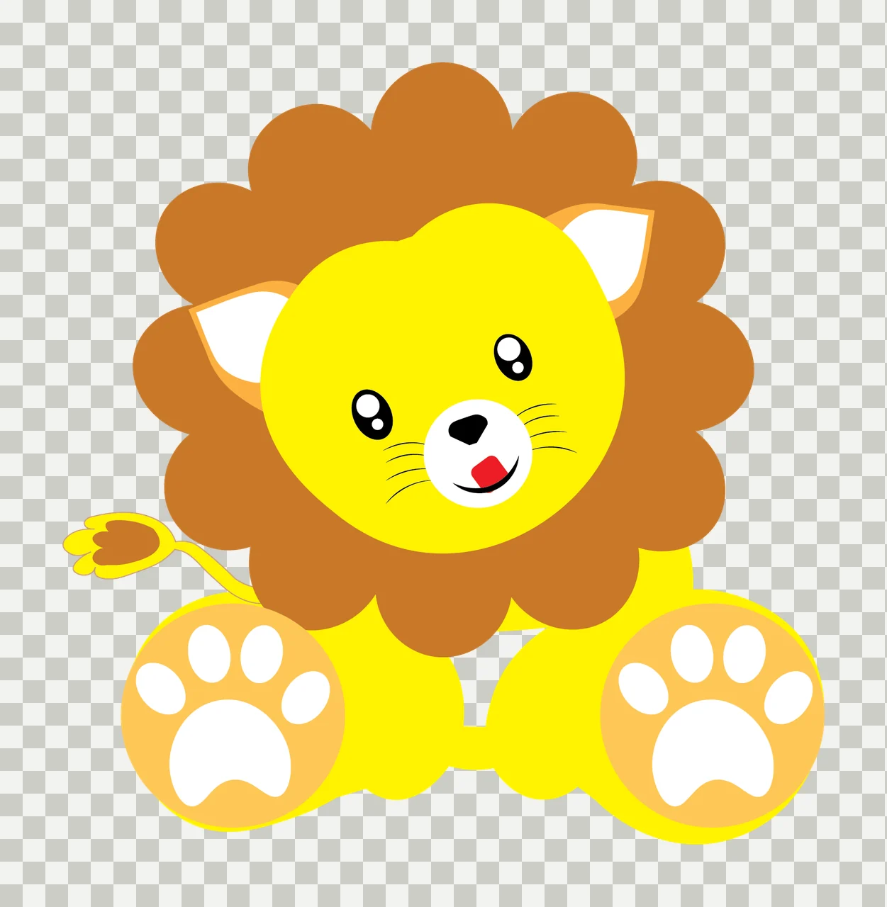 Animal Lion Silhouette Sitting On Ground mane tail black white transparency and detail preview thumbnail