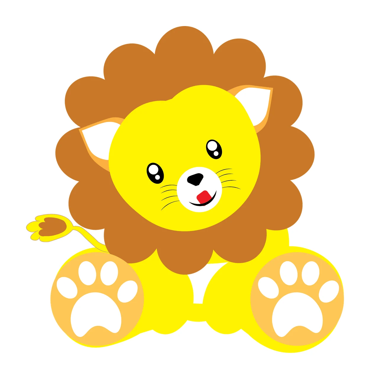 Animal Lion Silhouette Sitting On Ground mane tail black white