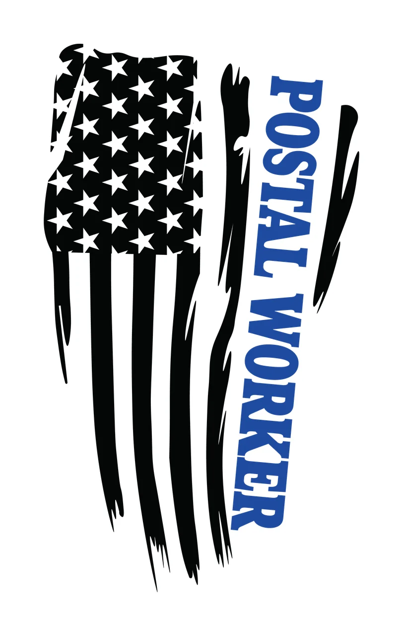 Postal Worker Flag Text With Distressed stars stripes silhouette