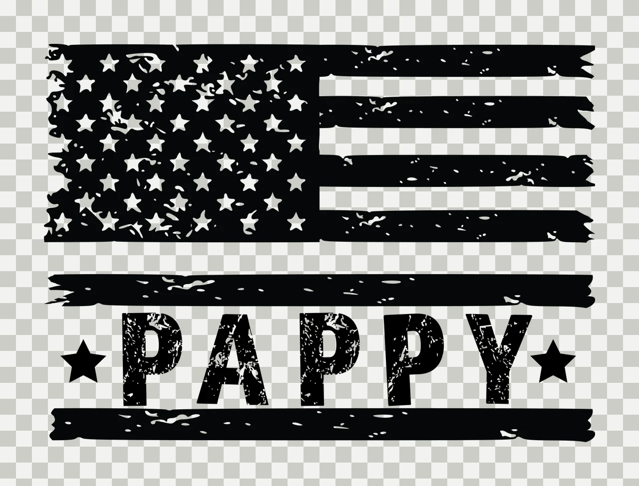 Pappy Flag Distressed Graphic With Text And Stars displaying transparency and detail preview thumbnail