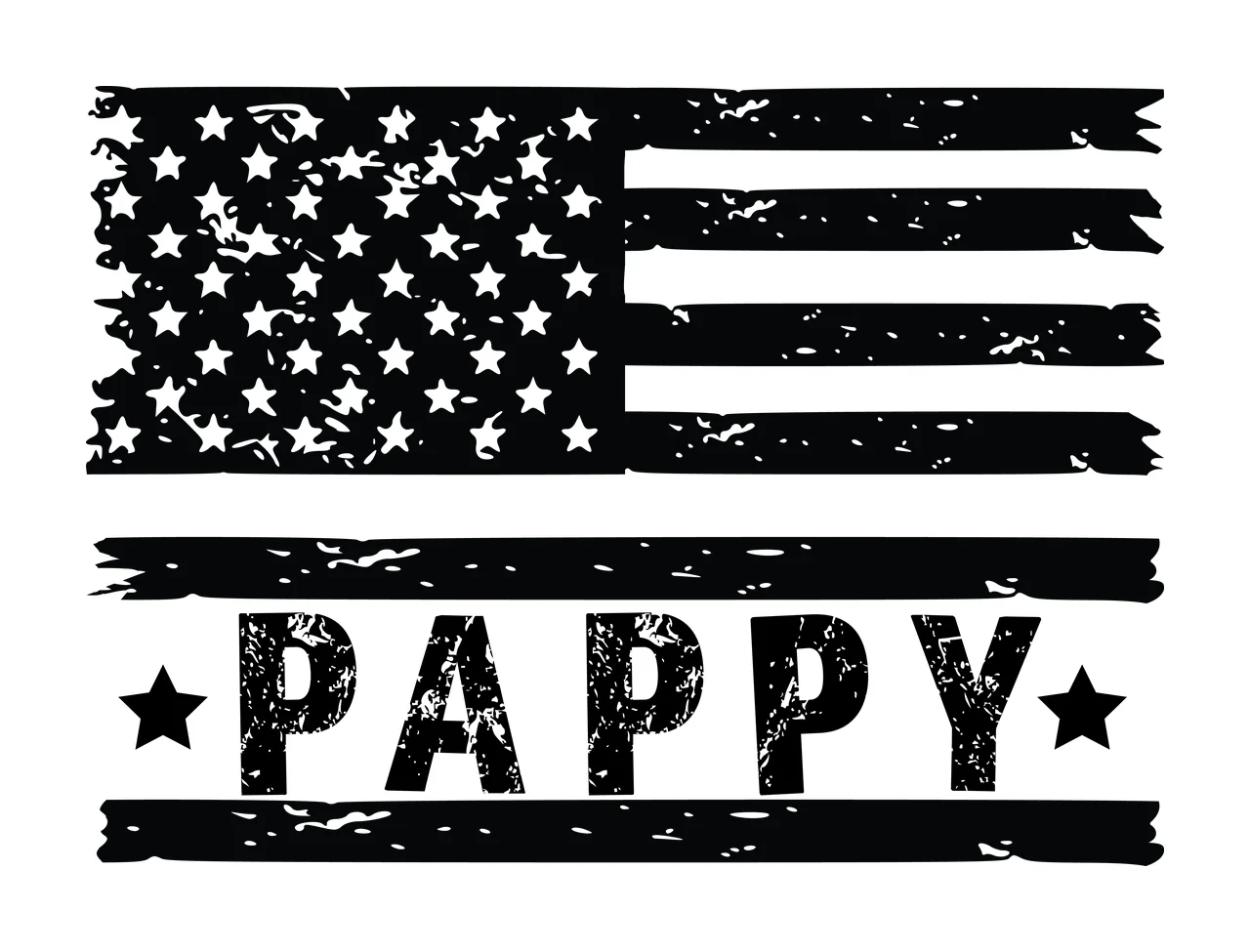 Pappy Flag Distressed Graphic With Text And Stars displaying