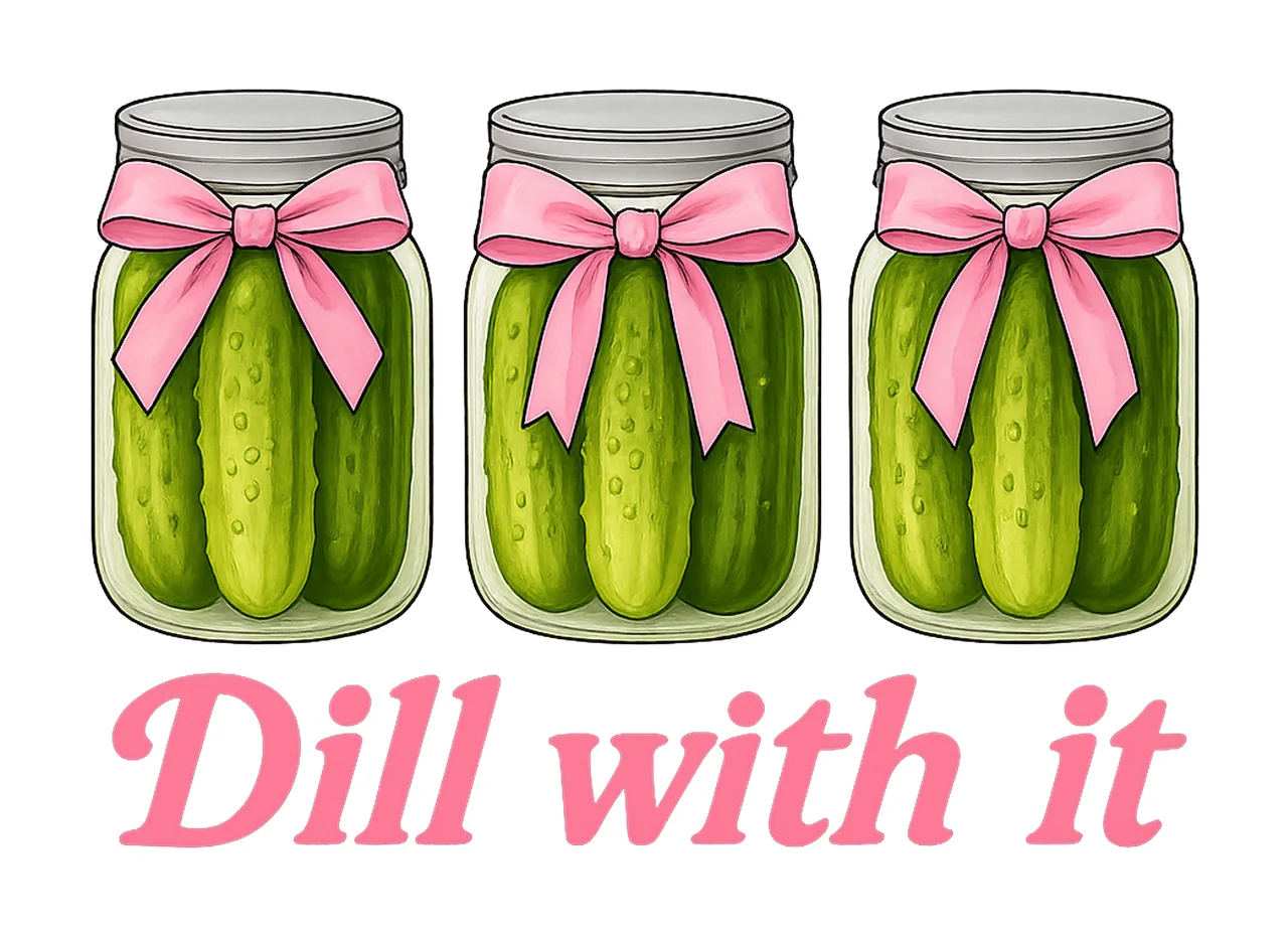 Coquette Dill With It Funny Pickle Lover Design Trendy Pink