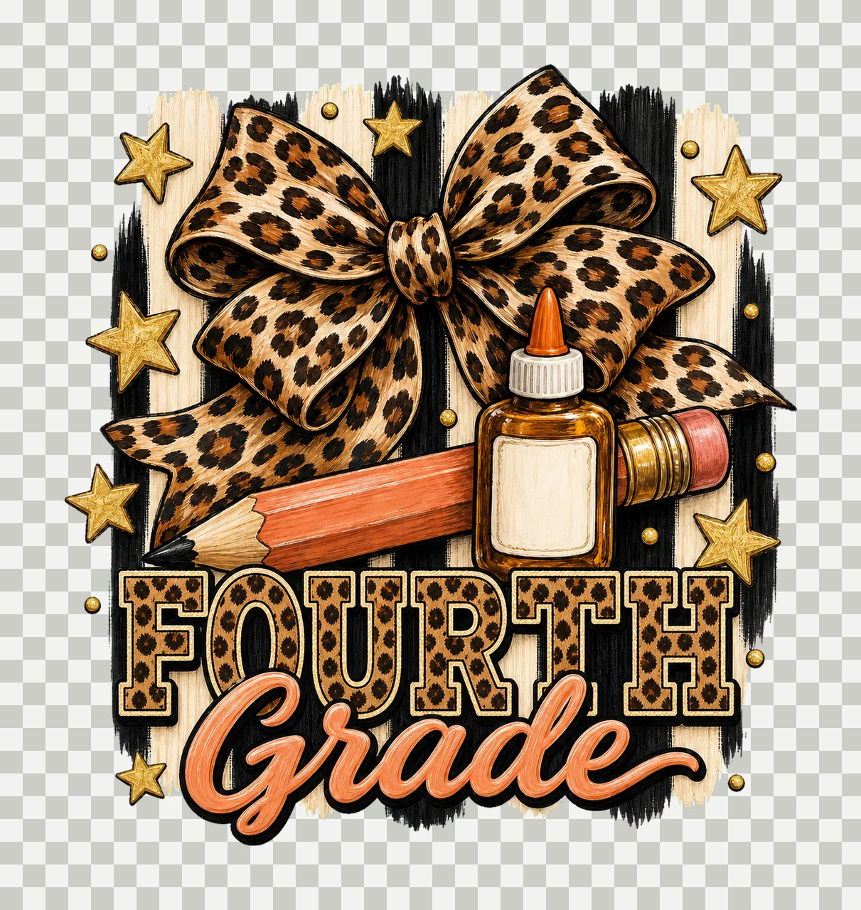 Leopard Coquette Pencil Back To School Pre Variation A transparency and detail preview thumbnail