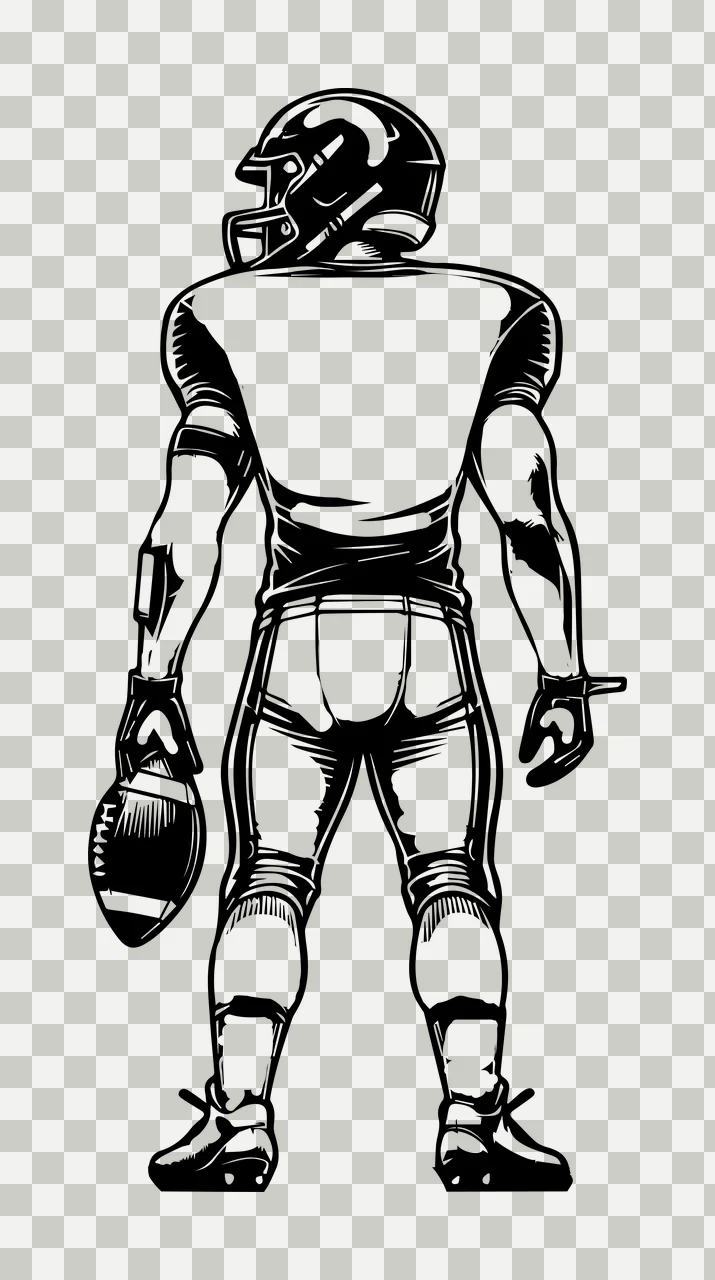 Football Player Player Standing Holding Ball helmet uniform transparency and detail preview thumbnail