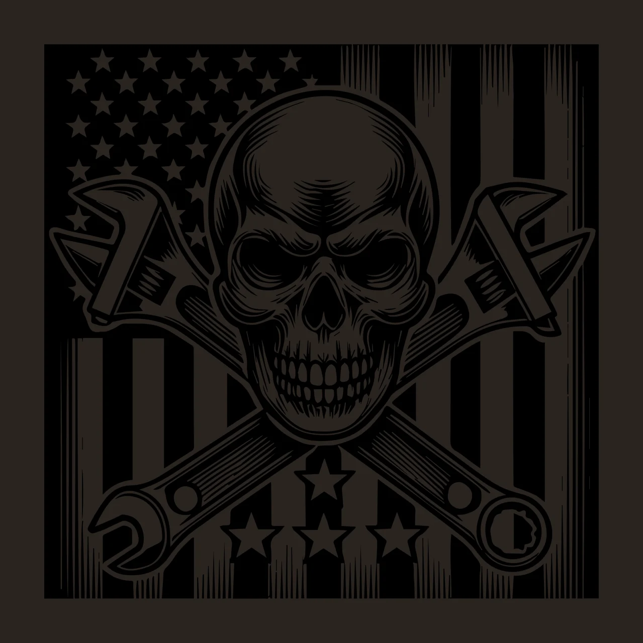 Skull And Wrench Flag Symbol crossed wrenches stars stripes contrast preview thumbnail