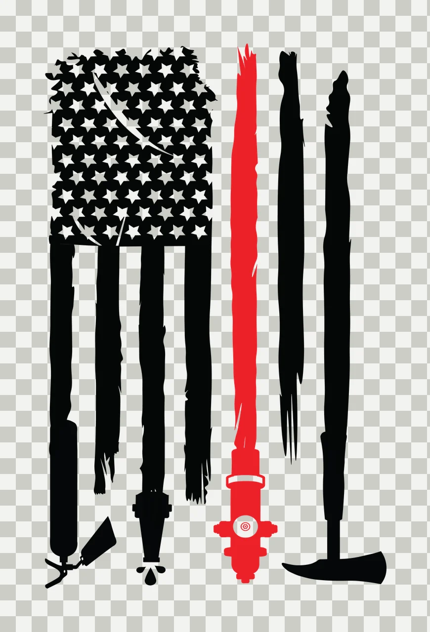 Flag Tools Vertical Graphic With Hanging stars extinguisher transparency and detail preview thumbnail