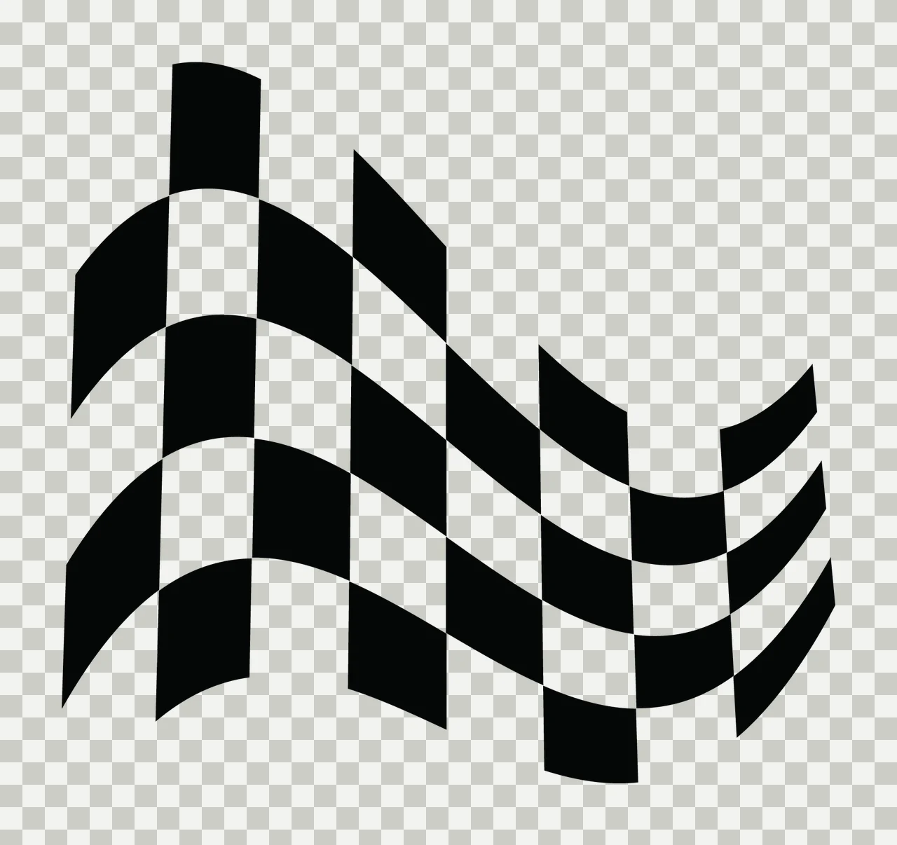 Waving Checkered Finish Flag Silhouette With Wavy Vertical pattern transparency and detail preview thumbnail